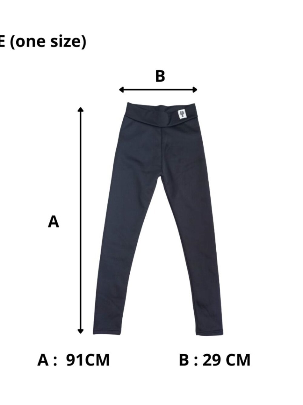 Black Fleece Lined Leggings – One Size, High Waisted Stretch Pants - Picture 7 of 7